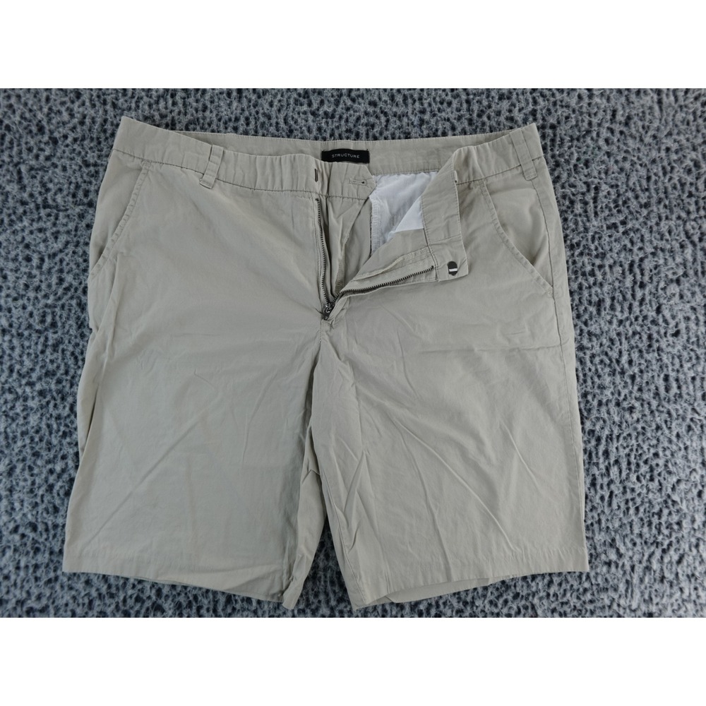 Structure‎ Mens Khaki Casual Chino Shorts Flat Front Zip Fly Size 34